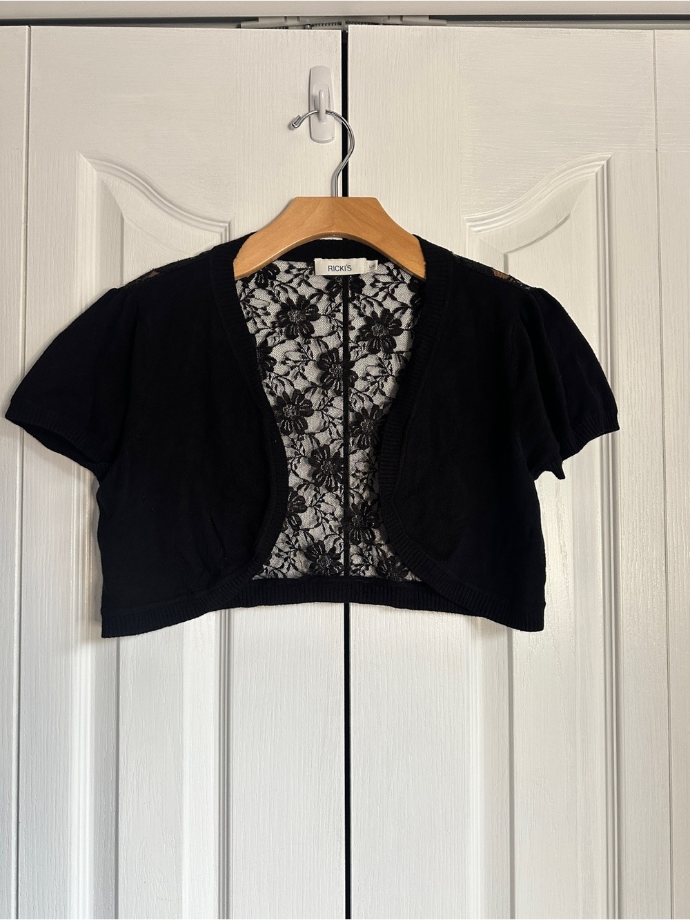 Ricki's Black Lace-Back Cropped Bolero